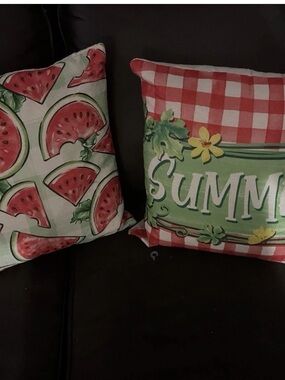 Summer Watermelon Decorative Throw Pillow  18 x 18 Set of 2 With Pillows